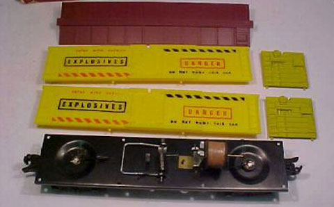 AMERICAN FLYER S GAUGE TNT Exploding Boxcar Yellow Tab Reproduction 